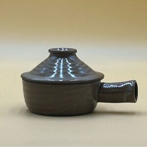 Clay hand crafted earthenware soup bowl, casserole, warming, boho, thanksgiving